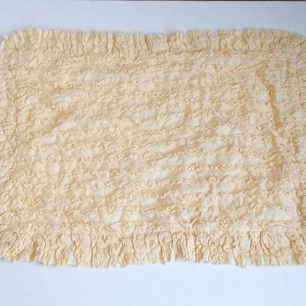 Shabby Chic Style Soft Butter Yellow Ruffled Twin Travel Pillow Sham *Super Cute